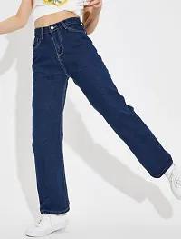 Stylish Blue Denim Solid Jeans For Women-thumb4