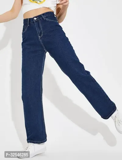 Stylish Blue Denim Solid Jeans For Women-thumb5