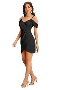 Stylish Black Polyester Spandex Solid Bodycon Dress For Women-thumb2