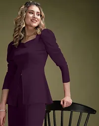 Contemporary Purple Blended Solid Co-Ords Sets For Women-thumb3