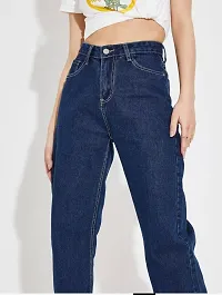 Stylish Blue Denim Solid Jeans For Women-thumb3