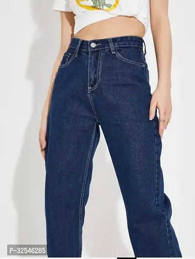 Stylish Blue Denim Solid Jeans For Women-thumb4