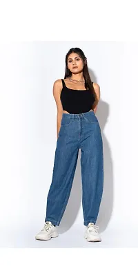 Stylish Blue Denim Solid Jeans For Women-thumb4