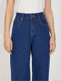 Stylish Blue Denim Solid Jeans For Women-thumb1