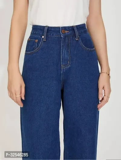 Stylish Blue Denim Solid Jeans For Women-thumb2