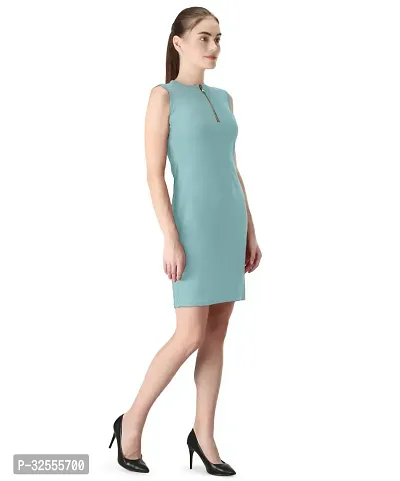 Stylish Green Polyester Spandex Solid Bodycon Dress For Women-thumb2