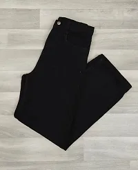 Stylish Black Denim Solid Jeans For Women-thumb2