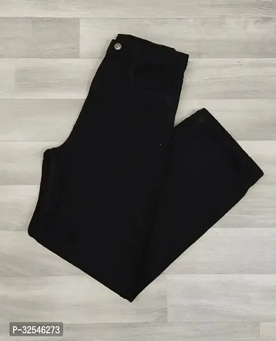 Stylish Black Denim Solid Jeans For Women-thumb3