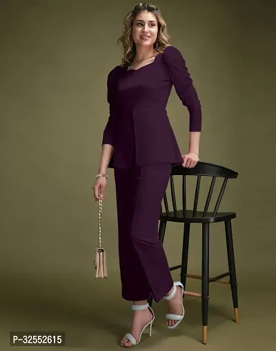 Contemporary Purple Blended Solid Co-Ords Sets For Women