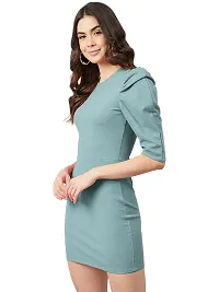 Stylish Green Polyester Spandex Solid Bodycon Dress For Women-thumb2