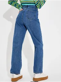 Stylish Blue Denim Solid Jeans For Women-thumb1