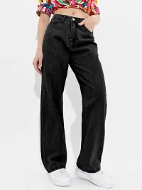 Stylish Black Denim Solid Jeans For Women-thumb4