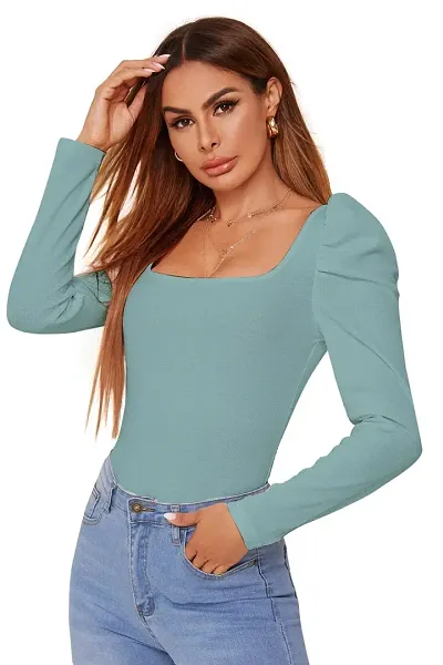 Square Neck Gigot Sleeve Top