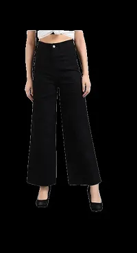 Stylish Black Denim Solid Jeans For Women-thumb3