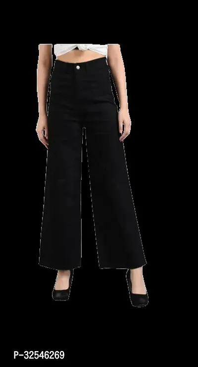 Stylish Black Denim Solid Jeans For Women-thumb4