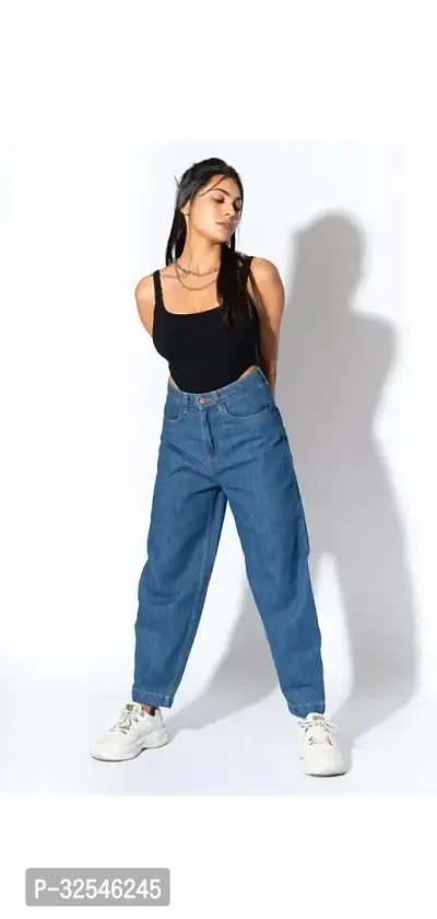 Stylish Blue Denim Solid Jeans For Women-thumb2