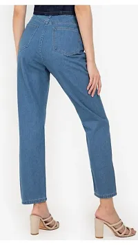 Stylish Blue Denim Solid Jeans For Women-thumb1