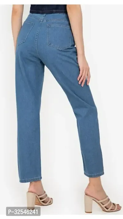 Stylish Blue Denim Solid Jeans For Women-thumb2