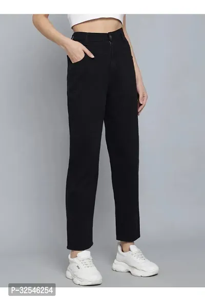 Stylish Black Denim Solid Jeans For Women