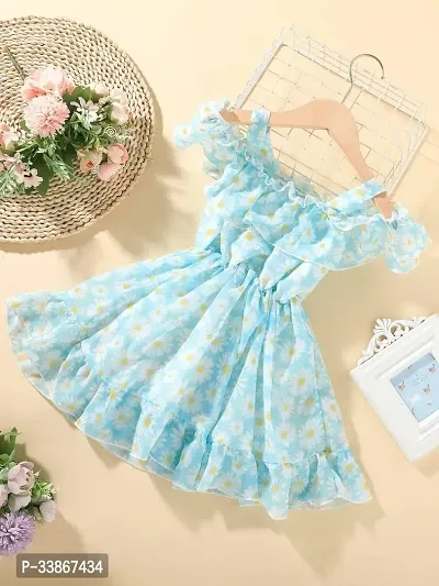 Cute Georgette Floral Printed Frock Dress for Kids-thumb0