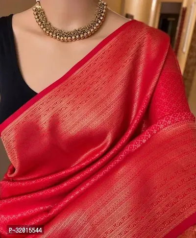 Beautiful Cotton Silk Red Woven Design  Saree with Blouse piece For Women-thumb0