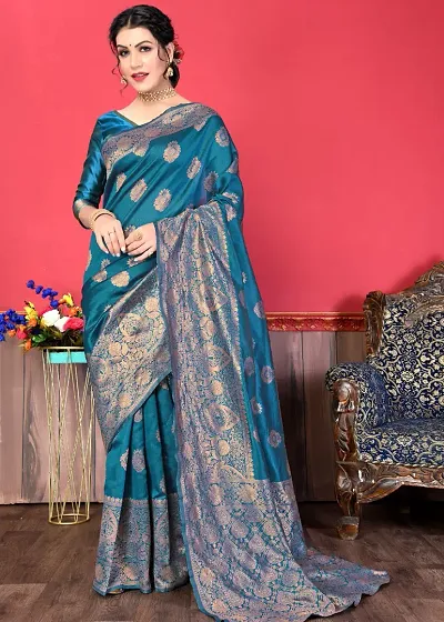 Trending Silk Blend Saree with Blouse piece 