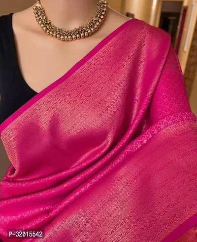 Beautiful Cotton Silk Pink Woven Design  Saree with Blouse piece For Women-thumb0