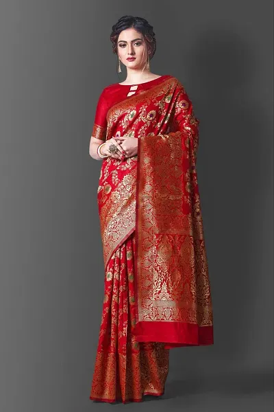 Art Silk Jacquard Woven Design Sarees With Blouse Piece