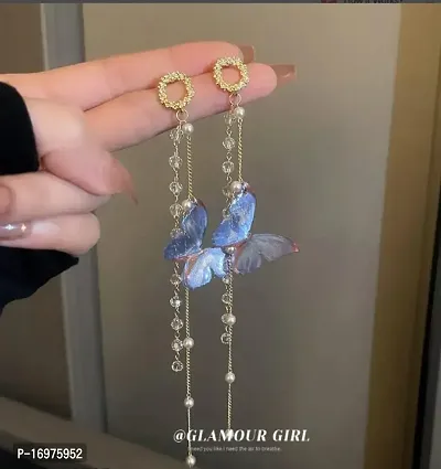Fashionable western stylish princess beautiful butterfly long chain earrings