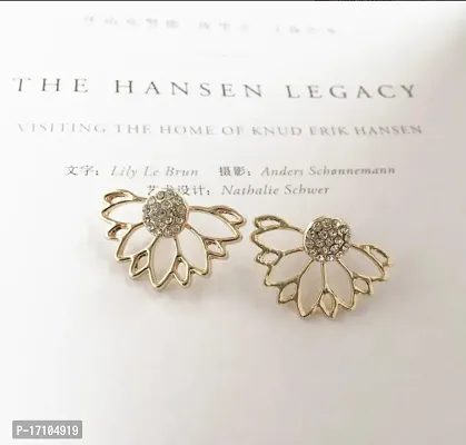 Fashionable western stylish princesses 18k gold llok half flower studs earrings-thumb0