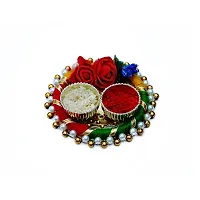 Surbhii creations Handmade bhaiya bhabhi Rakhi Set with roli chawal Plater and Handicraft Box Pack-thumb3