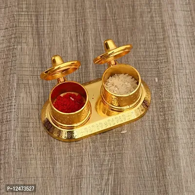 Surbhii creations Golden Metal Kumkum Holder/ Kumkum Box for Gifting, Pooja, Thali, Mandir, Home, Temple, Gifting (Royal kumkum Holder)-thumb0