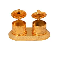 Surbhii creations Golden Metal Kumkum Holder/ Kumkum Box for Gifting, Pooja, Thali, Mandir, Home, Temple, Gifting (Royal kumkum Holder)-thumb2