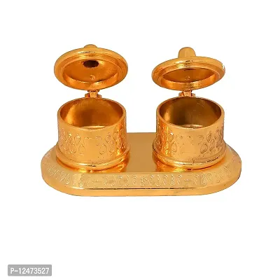 Surbhii creations Golden Metal Kumkum Holder/ Kumkum Box for Gifting, Pooja, Thali, Mandir, Home, Temple, Gifting (Royal kumkum Holder)-thumb3