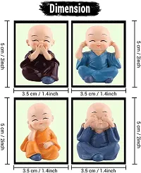 Surbhii creations Polyresin Baby Monk Showpiece Statue Idols | Mini Baby Monk Idol/Figure/Statues/Showpiece for Car Dashboard, Home, Office, Car Decor | Standard, Multicolor- 4 Piece-thumb2