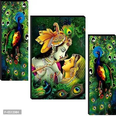 Radha Krishna Peacock Digital Reprint Mdf Painting For Living Room ,Hotel (12*18 Inch)-thumb0