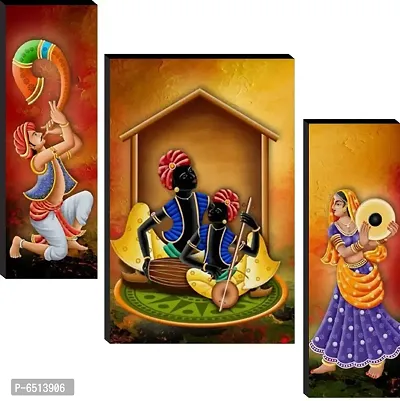 Rajasthani Folk Design Digital Reprint Mdf Painting For Living Room ,Hotel (12*18 Inch)-thumb0