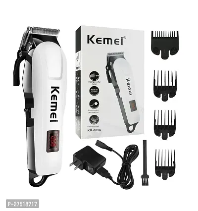 Professional Cordless Rechargeable LED Display Hair Clipper Heavy Duty for Hair and Beard Cut (White)-thumb0