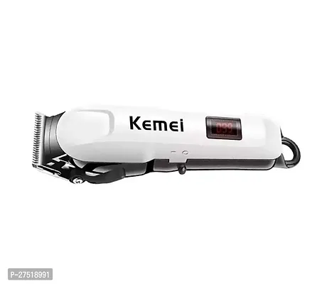 Km-809A Professional Rechargeable and Cordless Hair Clipper Runtime: 120 min Trimmer for Men (White).