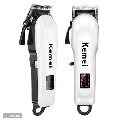 Km-809A Professional Rechargeable and Cordless Hair Clipper Runtime: 120 min Trimmer for Men (White).