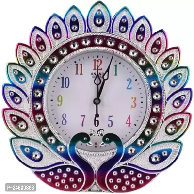 Designer Stylish Antique Plastic Peacock Design Wall Clocks-thumb0