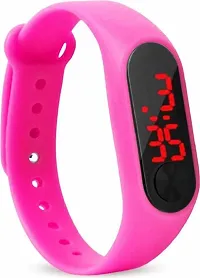 Silicone Slim Digital LED Black & Pink & Sky Blue Band Watch - Combo Set of 3 Watch for Kids Boys and Girls-thumb1