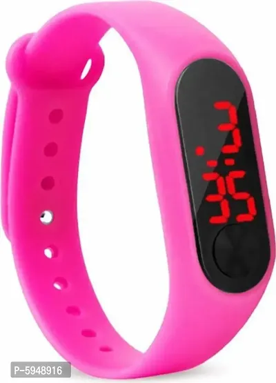 Silicone Slim Digital LED Black & Pink & Sky Blue Band Watch - Combo Set of 3 Watch for Kids Boys and Girls-thumb2