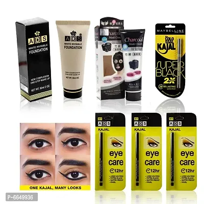 ADS Foundation Cream, Charcoal Face Mask, super Black Kojol With Free Ads Kojol 3pcs