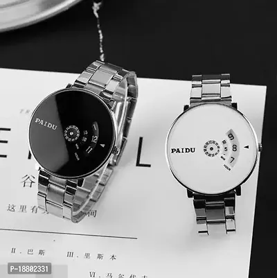 Paidu Black Dial Silver Belt Analog Watch for Men | Our K Factory