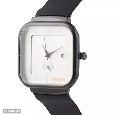 Polish Printed White Dial Time  Date Mens Analog Watch-thumb4