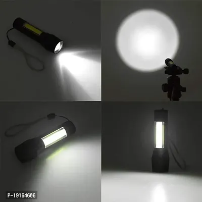 A2z WORLD Mini 2 in1 Waterproof Chargeable LED 4 Mode Zoomable Full Metal Body 9W Flash light Torch Home / Outdoor Lamp Table Lamp COB 800 mAh Battery USB Charging Torch (Black, 12 cm, Rechargeable)-thumb4
