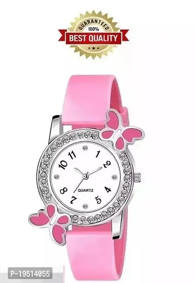 Pink Butterfly Analog Watch - for girls
