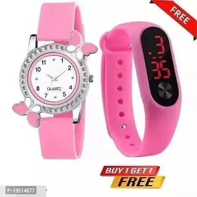 BUTTERFLY ANALOG WATCH WITH FREE M2 BAND WATCH FOR GIRLS AND FREE M2 BAND KIDS AND BOYS-thumb0