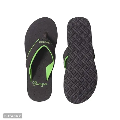 Women's Flip-Flops  Slippers | Ortho Comfort with Style for Women's  Girls - Light weight, Soft  Stylish Footwear | Suitable for Knee, Diabetic  Orthopedic Pains (Black Green, numeric_8)-thumb4